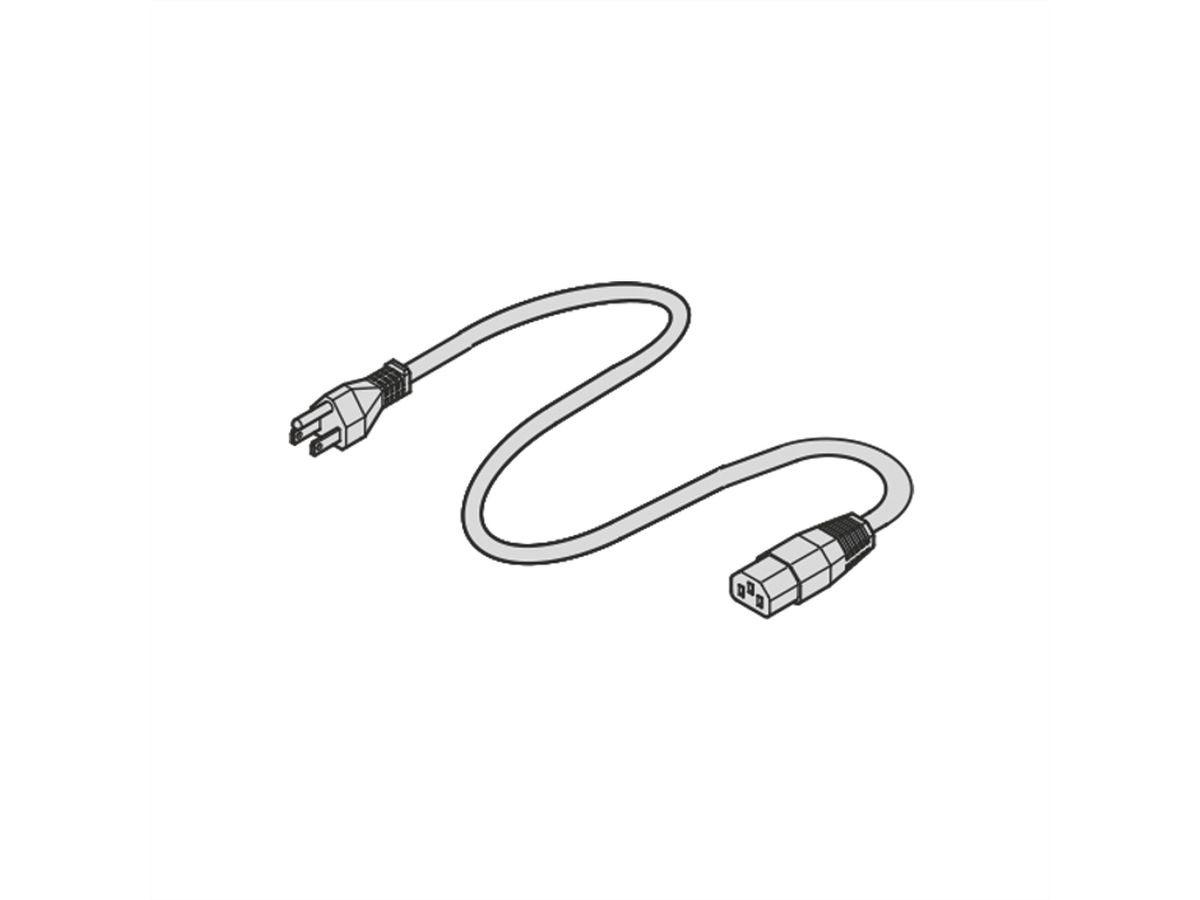 SCHROFF Mains Cable, USA to IEC C13, 2.5 m, Black