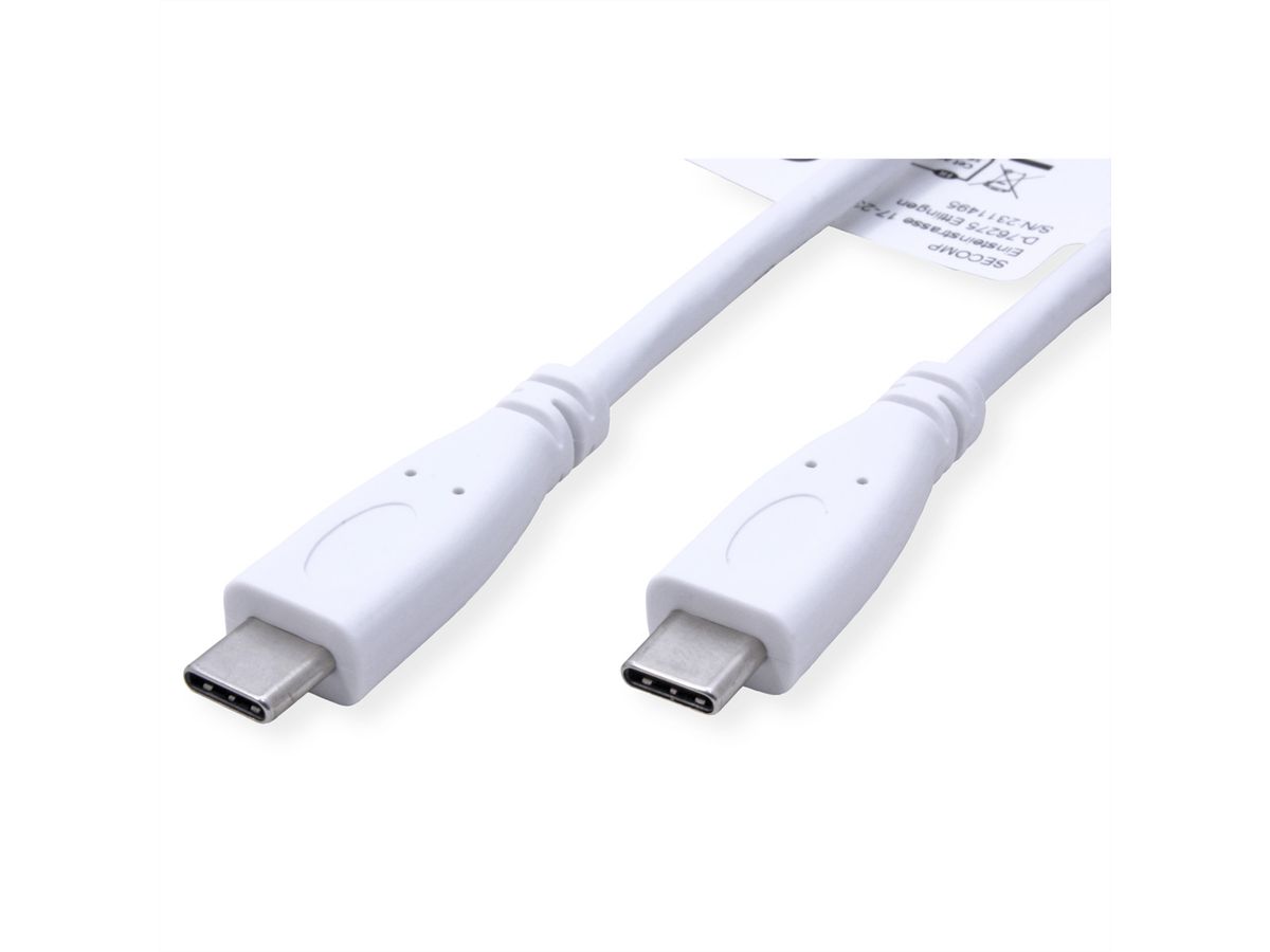 VALUE USB 3.2 Gen 2 kabel, C-C, M/M, 10Gbit/s, Emark, 100W, wit, 0,5 m