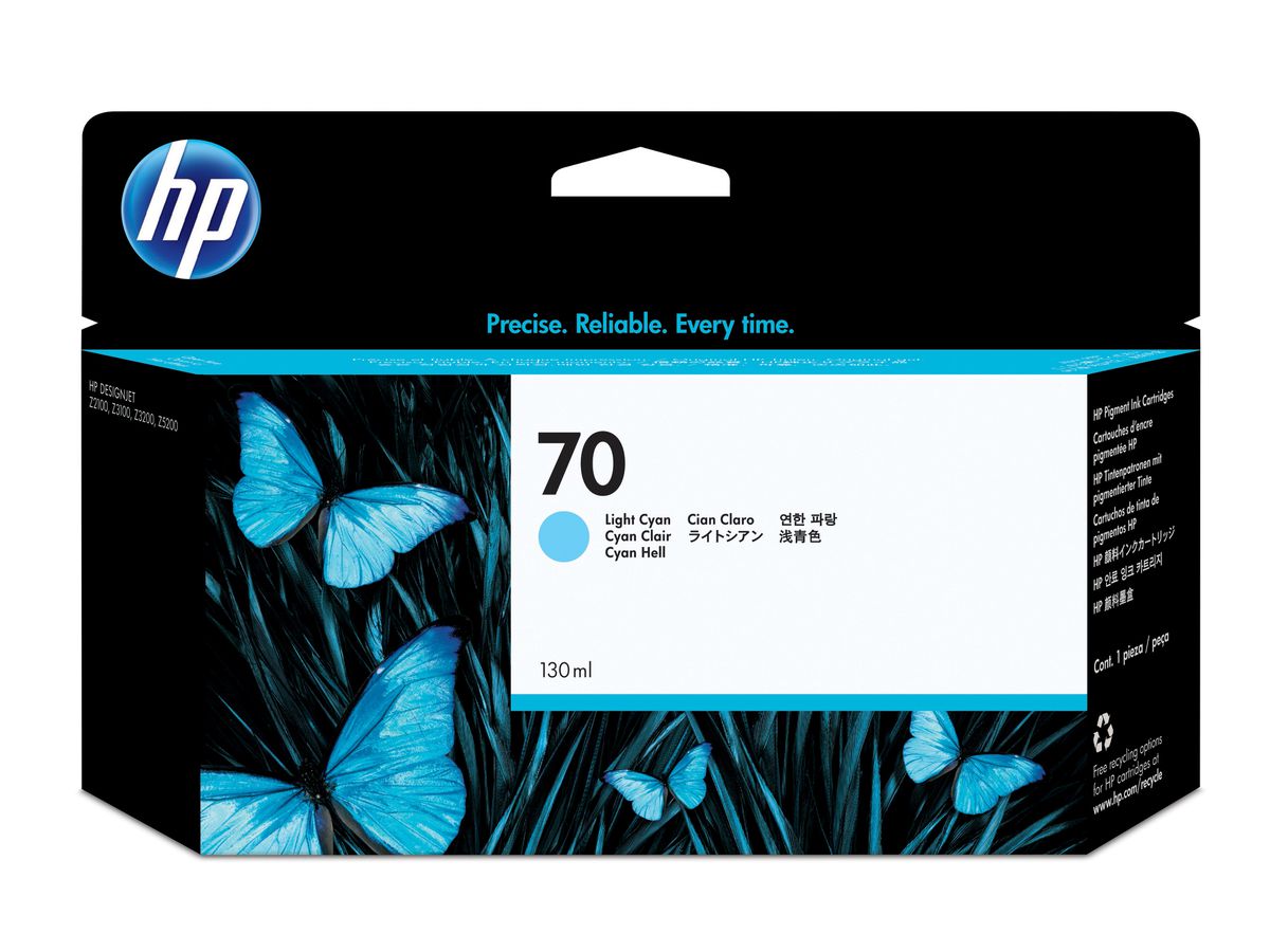 HP 70 licht-cyaan inktcartridge, 130 ml