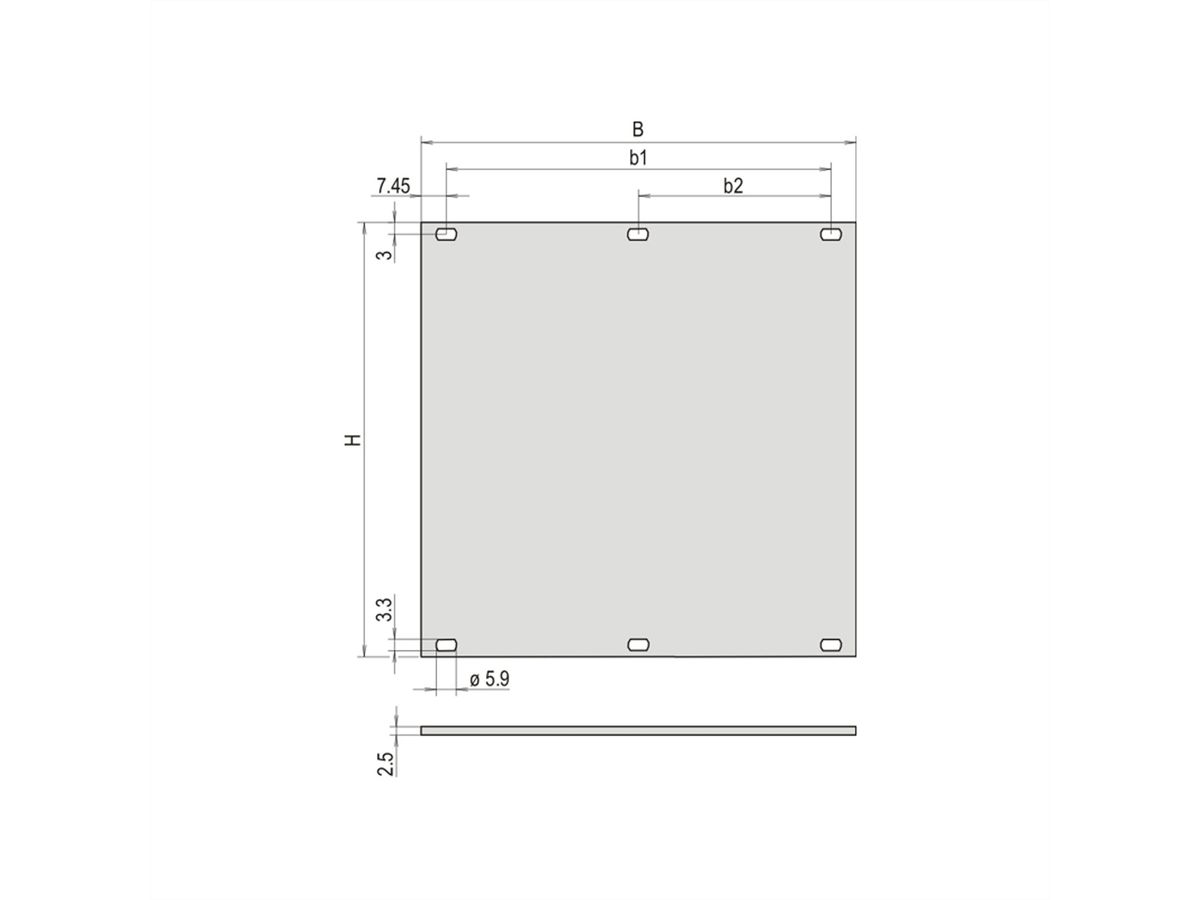 SCHROFF Front Panel, Unshielded, 6 U, 10 HP, 2.5 mm, Al, Front Anodized, Rear Conductive