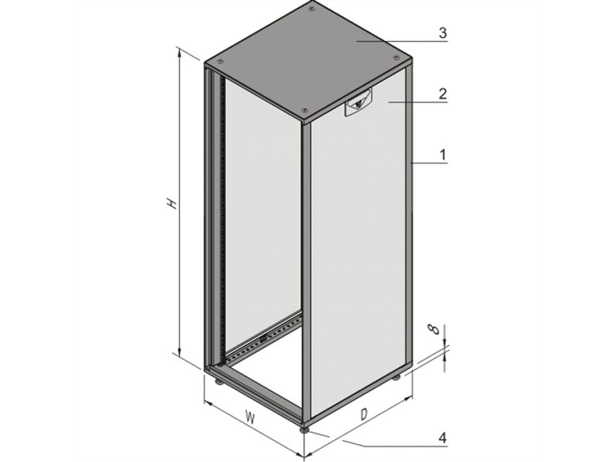 SCHROFF Novastar Cabinet Without Door and Rear Panel, Slim-line, RAL 7021/7035, 1167H 553W 600D