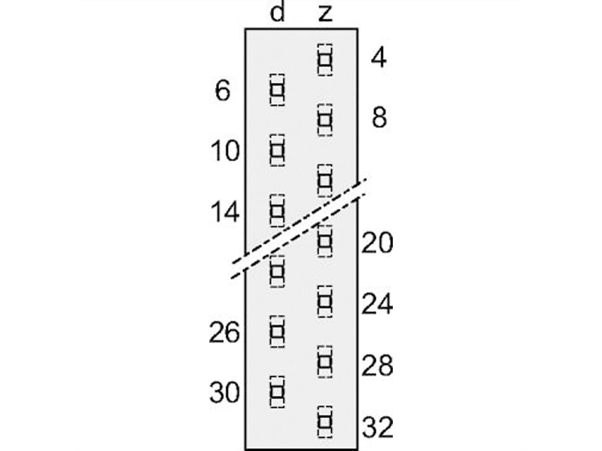 SCHROFF Stekker Type H, EN 60603, DIN 41612, female, 15 contacten, pin lengte 10,0 mm
