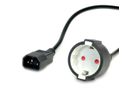 VALUE Power Cable, IEC C14 Plug to German Socket, max 10A (2300W), for UPS only, black, 0.3 m