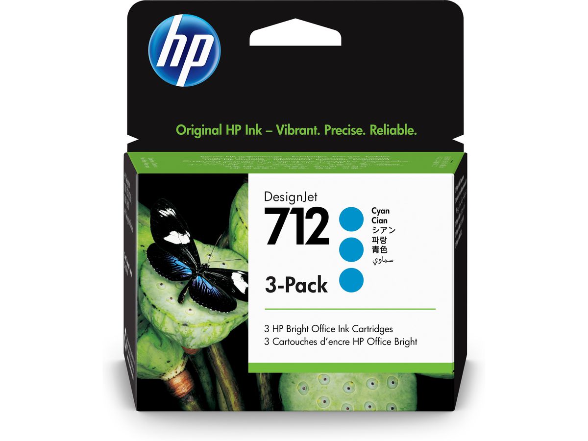HP 712 3-pack 29-ml Cyan DesignJet Ink Cartridge
