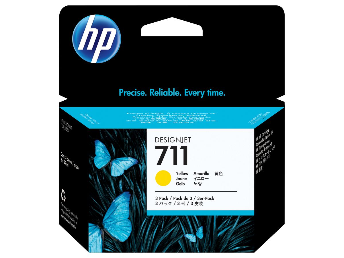 HP 711 3-pack 29-ml Yellow DesignJet Ink Cartridges