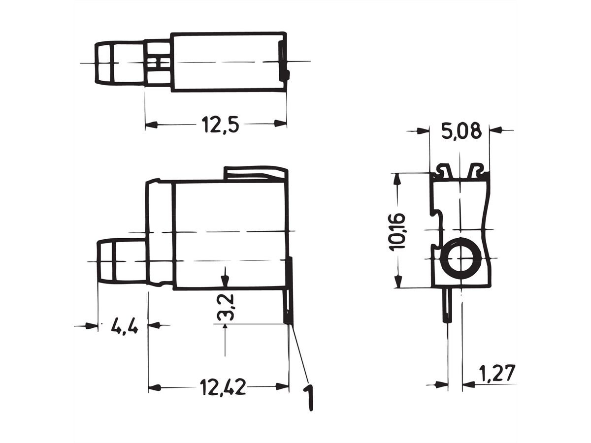 SCHROFF LED-testdoos, Ø 2 mm, kort type, montageplaat 1