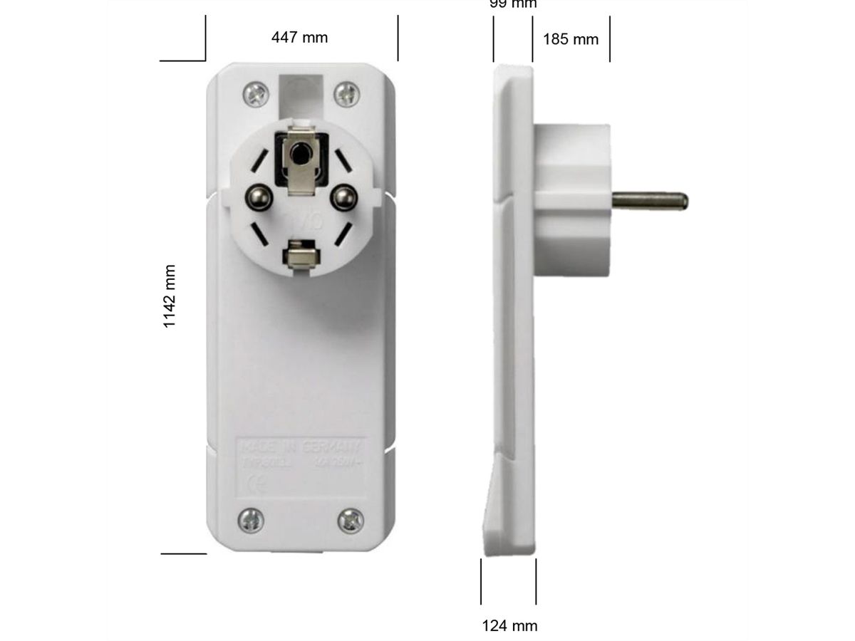 BACHMANN SmartPlug flat plug 1x earthing contact white, 1.5m