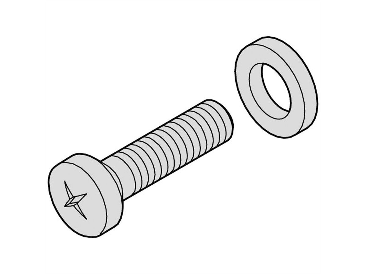 SCHROFF Panhead Screw Cross Recess M2.5x12, Steel Nickel Plated + Securing Washer (PA)