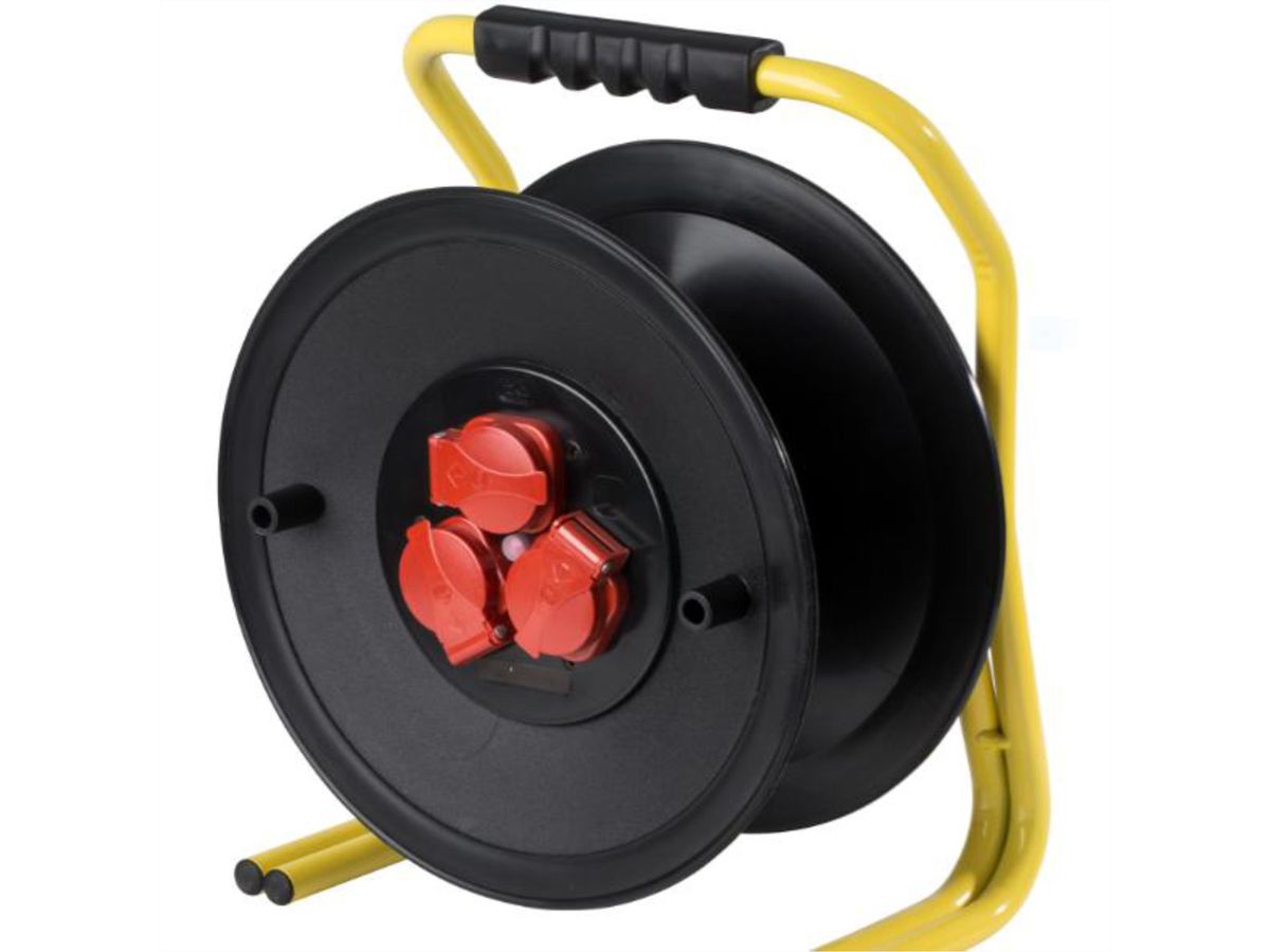 BACHMANN cable reel 3-way empty, IP20, without cable, double tube frame