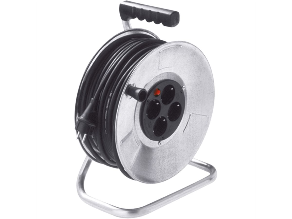 BACHMANN sheet steel cable reel 4-f. 50m, H05RR-F 3G1.5mm, IP20