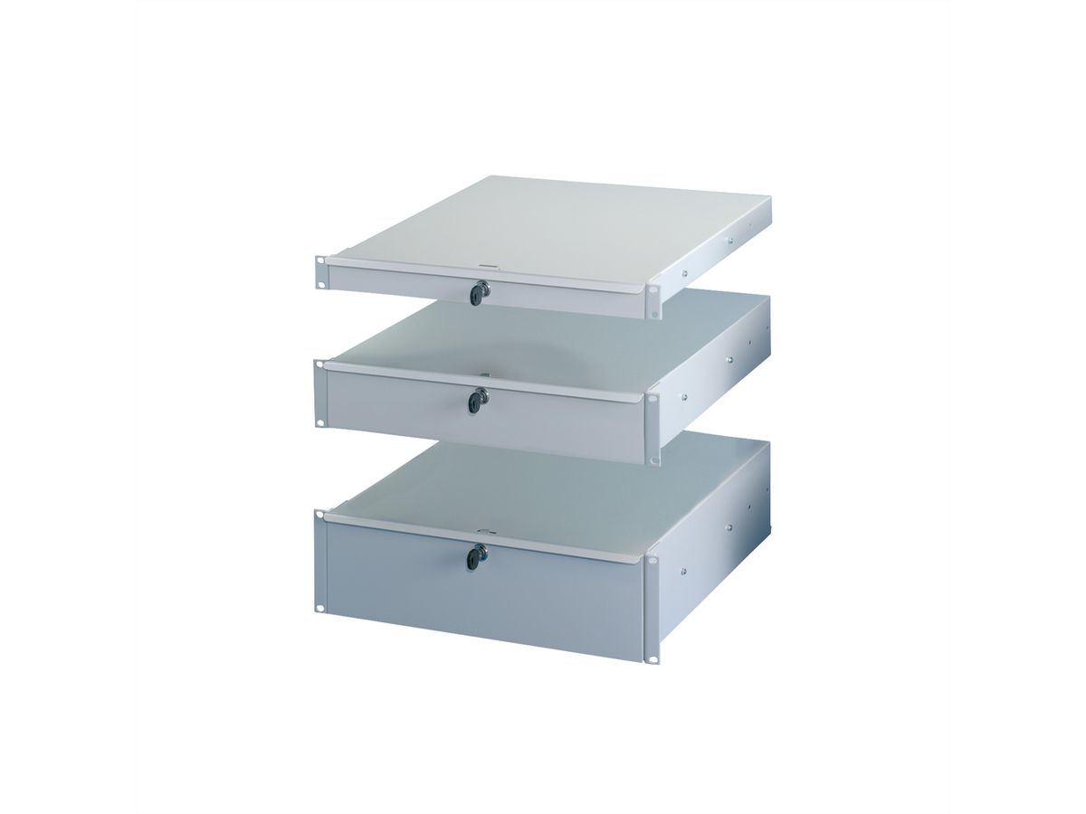 SCHROFF 19" Drawer, 3 U, Front Panel Anodized