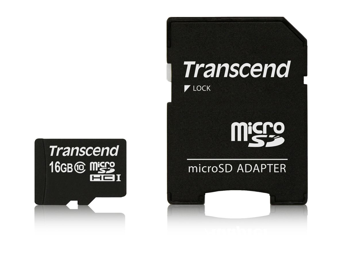Transcend microSDXC/SDHC Class 10 16GB with Adapter