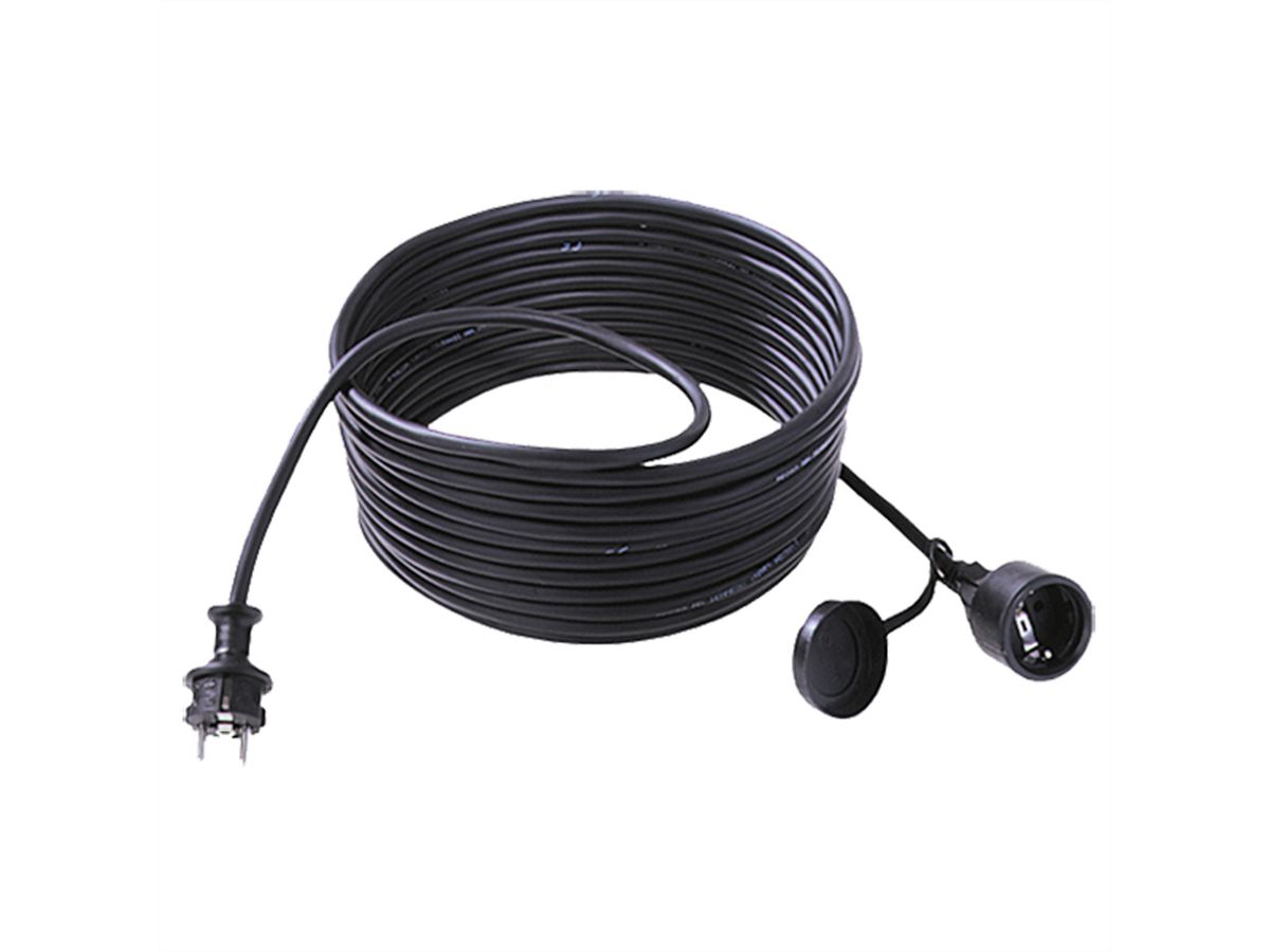 BACHMANN Verleng kabel 3G2,5mm² zwart, 10m, H07RN-F rubber/neopreen beschermcontact