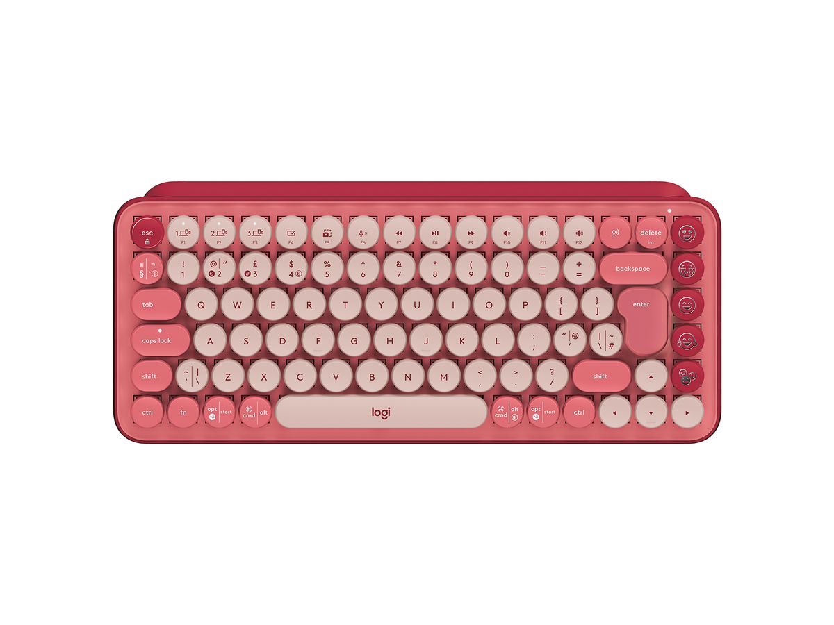 Logitech Pop Keys toetsenbord Universeel RF-draadloos + Bluetooth QWERTY Brits Engels Bordeaux rood, Roze, Roze