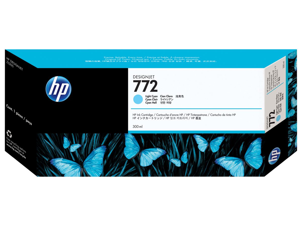 HP 772 licht-cyaan DesignJet inktcartridge, 300 ml