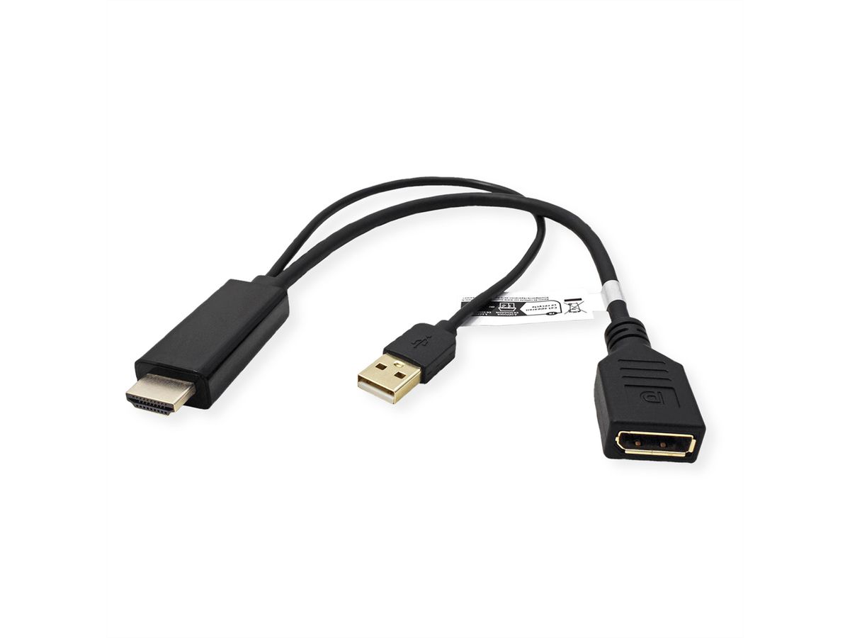 VALUE Cableadapter, v1.2, HDMI M - DP F