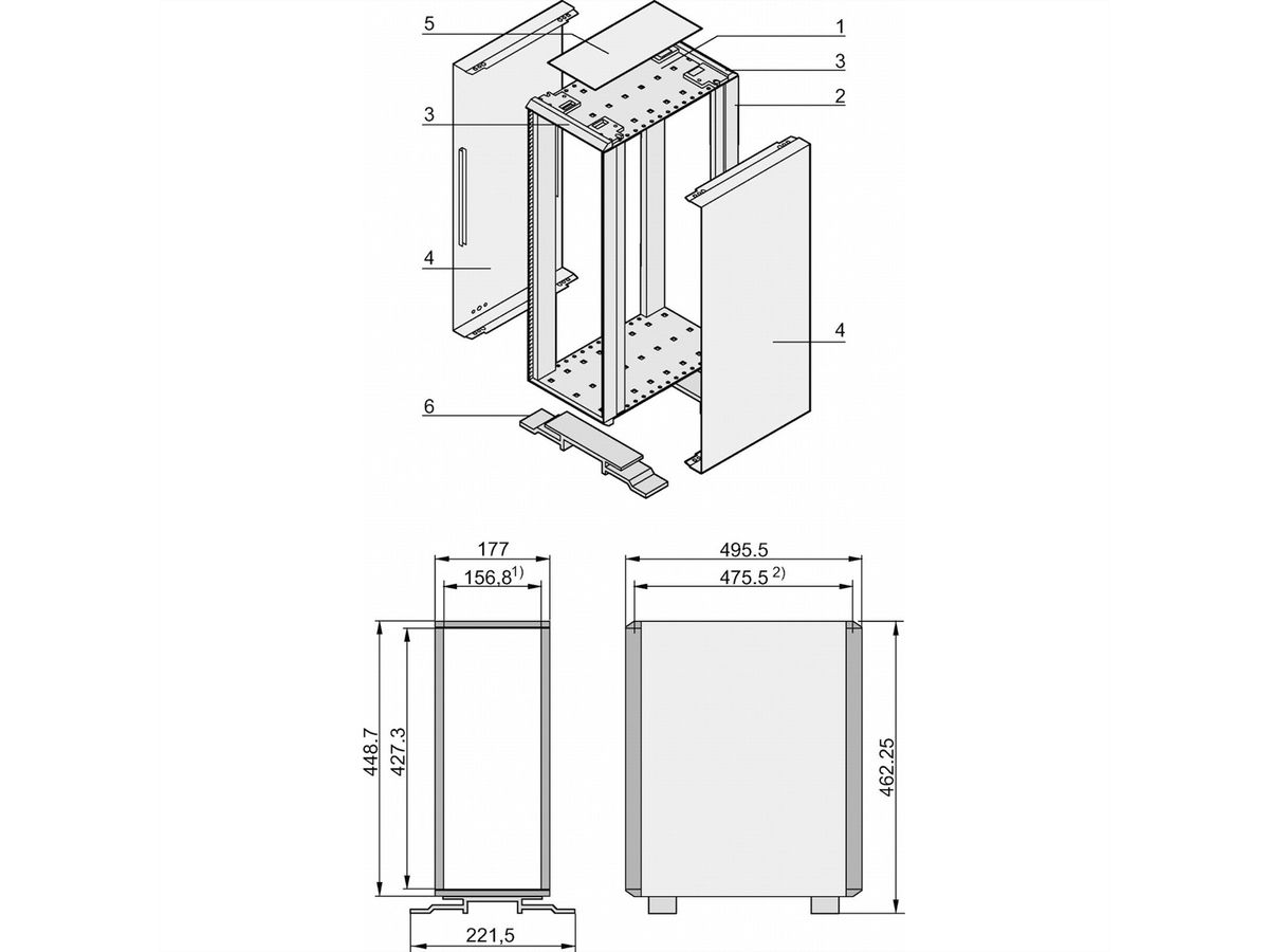 SCHROFF RatiopacPRO 19" Tower Case, Retrofittable Shielding, Front Trim, 4 U, 84 HP, 495 mm