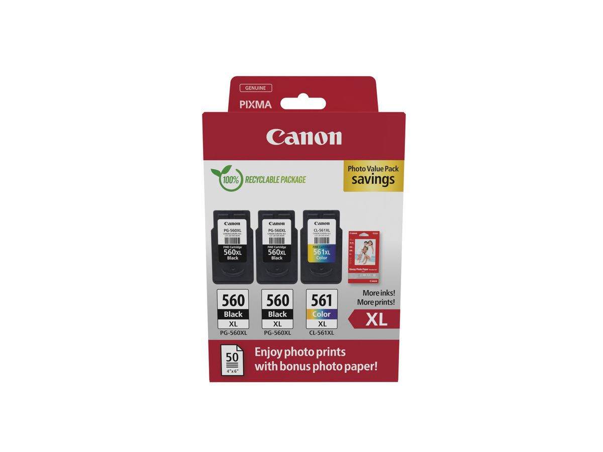 Canon 3712C012 inktcartridge 3 stuk(s) Origineel Hoog (XL) rendement Zwart, Cyaan, Magenta, Geel