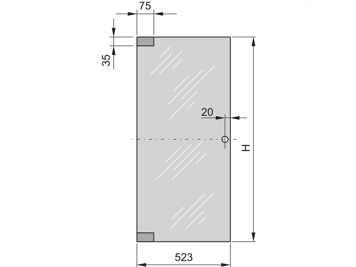 SCHROFF Eurorack Glass Door, 180° Opening Angle, 38 U 600W